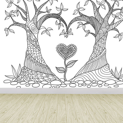 Vivolux | Zwarte en Witte Doodles Muurbehang Fantasy Kinderen Vochtbestendige Muurkunst