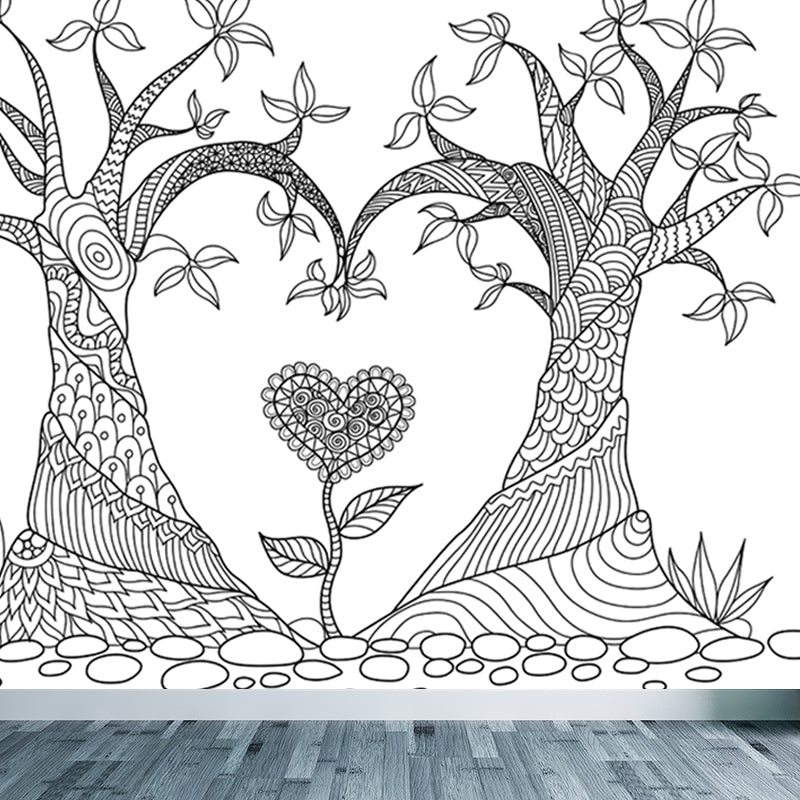 Vivolux | Zwarte en Witte Doodles Muurbehang Fantasy Kinderen Vochtbestendige Muurkunst