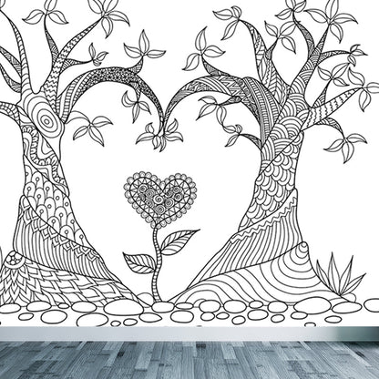 Vivolux | Zwarte en Witte Doodles Muurbehang Fantasy Kinderen Vochtbestendige Muurkunst