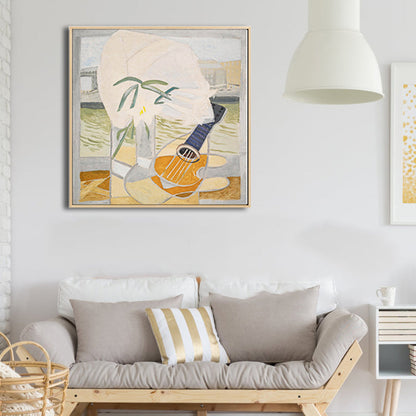 Vivolux | Gelbes Gitarrenmalerei Musikalisch Traditionell Texturiert Leinwand Wandkunst für Wohnzimmer