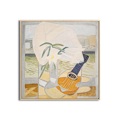 Vivolux | Gelbes Gitarrenmalerei Musikalisch Traditionell Texturiert Leinwand Wandkunst für Wohnzimmer