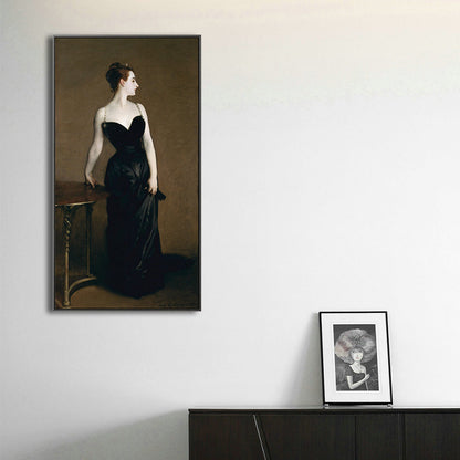 Vivolux | Ölgemälde Jugendstil-Leinwand mit Frau in Schwarz für das Wohnzimmer, mehrere Größen