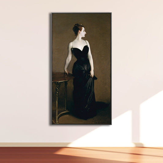 Vivolux | Ölgemälde Jugendstil-Leinwand mit Frau in Schwarz für das Wohnzimmer, mehrere Größen