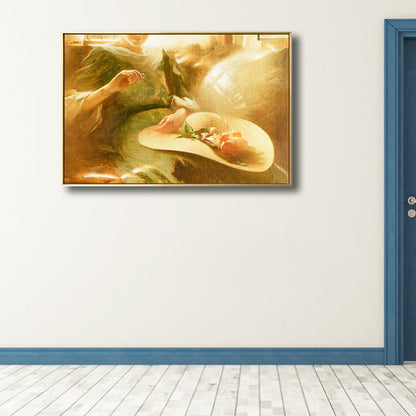 Vivolux | Leinwandbraune Wanddekoration Jugendstil-Figurenmalerei für das Wohnzimmer, optionale Größen