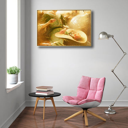 Vivolux | Leinwandbraune Wanddekoration Jugendstil-Figurenmalerei für das Wohnzimmer, optionale Größen