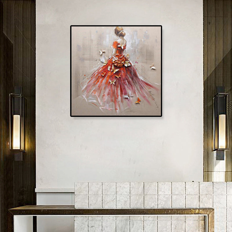 Vivolux | Glam Canvas-Druck Sanfte Farben Kleidermädchen Wandkunst Dekor, Mehrere Größen Verfügbar