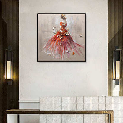 Vivolux | Glam Canvas-Druck Sanfte Farben Kleidermädchen Wandkunst Dekor, Mehrere Größen Verfügbar