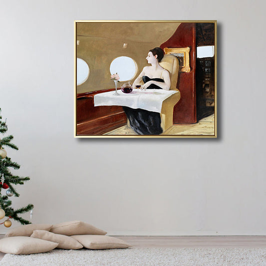 Vivolux | Ölmalerei Frau Leinwand Kunst Nouveau Exzellente Unterhaltung Wanddekoration, Dunkle Farbe