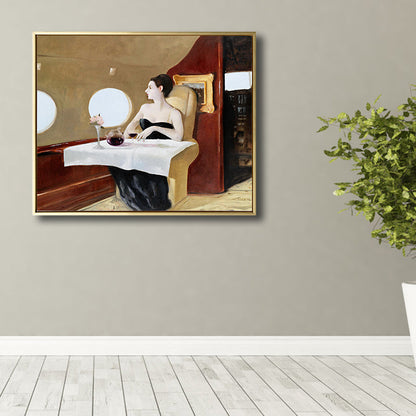 Vivolux | Ölmalerei Frau Leinwand Kunst Nouveau Exzellente Unterhaltung Wanddekoration, Dunkle Farbe