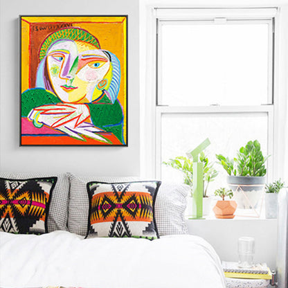 Vivolux | Fauvismus Picasso Frauenporträt Malerei Pastell Texturiertes Canvas-Kunstwerk für das Wohnzimmer