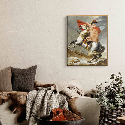 Vivolux | Spoof Painting Napoleon Leinwand Modern Lustiges Katzen Wandkunst Drucken in Orange für Raum