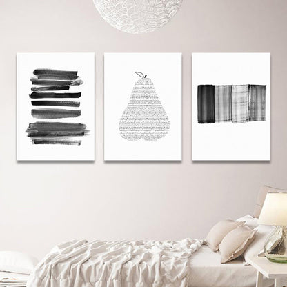 Vivolux | Seltsame grafische Malereien Kunstdruck Abstrakter Expressionismus Leinwand Wanddekoration, Set von 3