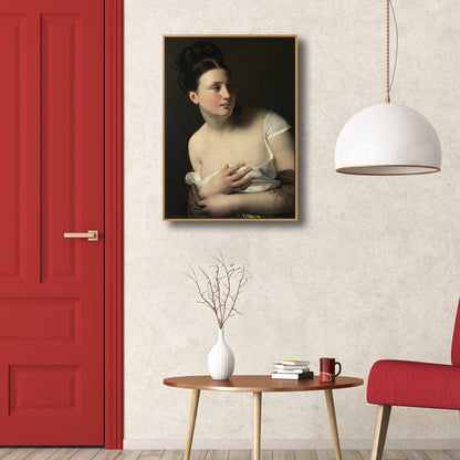 Vivolux | Braunes Art Nouveau Leinwanddruck Gemälde Frau Portrait Wanddekoration für das Wohnzimmer