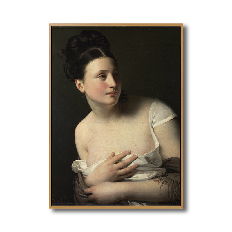 Vivolux | Braunes Art Nouveau Leinwanddruck Gemälde Frau Portrait Wanddekoration für das Wohnzimmer