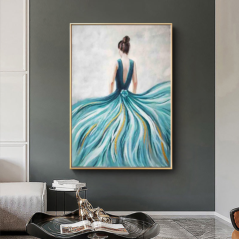 Vivolux | Dressing Maiden Back Scene Leinwand Texturiert Glam Stil für Mädchen Schlafzimmer Wanddekor