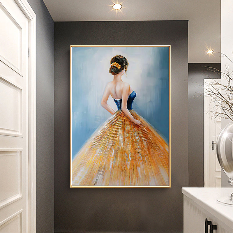 Vivolux | Dressing Maiden Back Scene Leinwand Texturiert Glam Stil für Mädchen Schlafzimmer Wanddekor