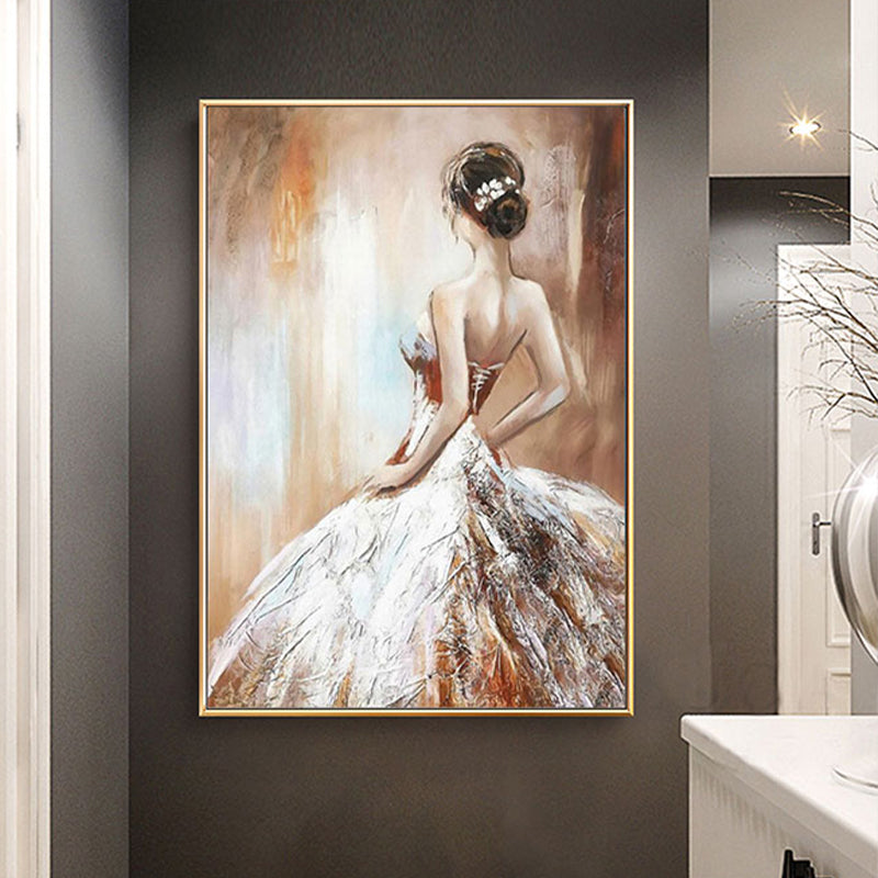 Vivolux | Dressing Maiden Back Scene Leinwand Texturiert Glam Stil für Mädchen Schlafzimmer Wanddekor