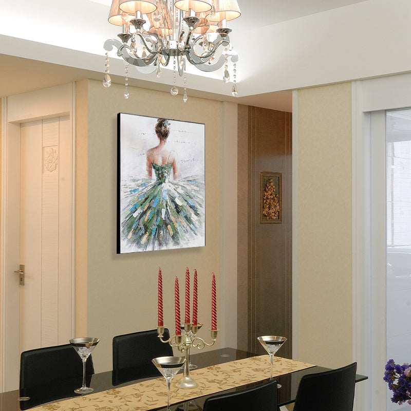 Vivolux | Dressing Maiden Back Scene Leinwand Texturiert Glam Stil für Mädchen Schlafzimmer Wanddekor