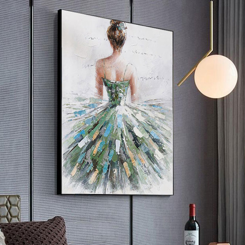 Vivolux | Dressing Maiden Back Scene Leinwand Texturiert Glam Stil für Mädchen Schlafzimmer Wanddekor