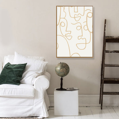 Vivolux | Irreguläres Linienmuster Wandkunst Deko Wohnzimmer Abstrakter Leinwanddruck in Pastellfarbe