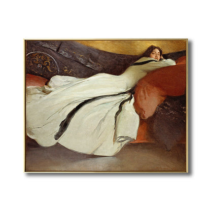 Vivolux | Texturierte Frauen-Napping-Malerei-Leinwanddruck Art Nouveau Wanddeko für das Esszimmer