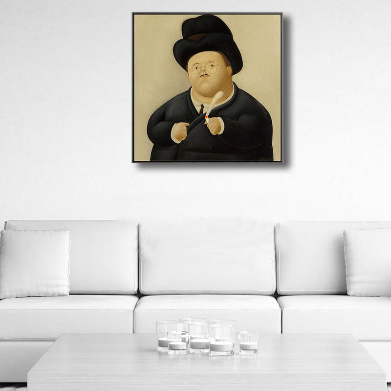 Vivolux | Lustige Figuren Wandkunst Hausinterieur Fernando Botero Zeichnung Leinwanddruck in sanften Farben