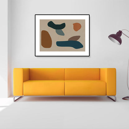 Vivolux | Handdruckmuster Wandkunst Set Braunes Abstract Expressionism Leinwand für Wohnzimmer