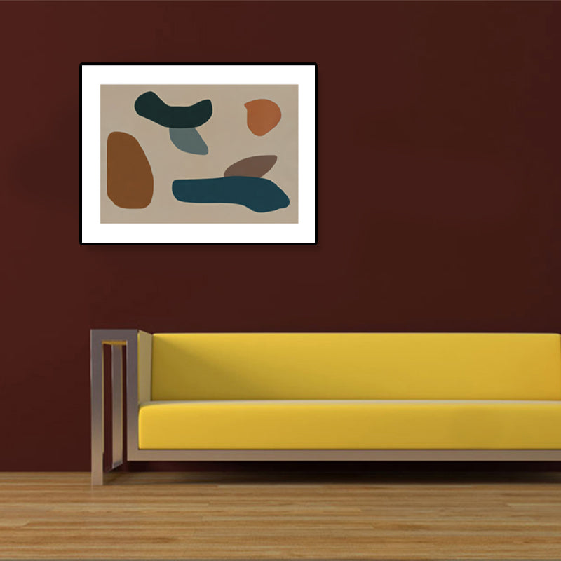 Vivolux | Handdruckmuster Wandkunst Set Braunes Abstract Expressionism Leinwand für Wohnzimmer