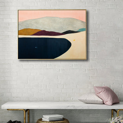 Vivolux | Flaches Land-Canvas-Wandbild Nordisches Texturiertes Schlafzimmerbild in Pastellfarbe, Mehrere Größen