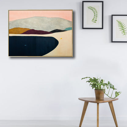 Vivolux | Flaches Land-Canvas-Wandbild Nordisches Texturiertes Schlafzimmerbild in Pastellfarbe, Mehrere Größen