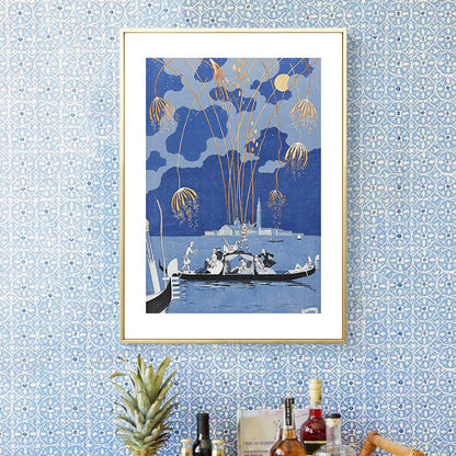 Vivolux | Asiatische Malerei Druck Pavilion Leinwand Kunst Pastell Familienzimmer Wanddekoration, Texturiert