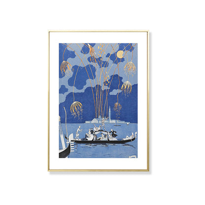 Vivolux | Asiatische Malerei Druck Pavilion Leinwand Kunst Pastell Familienzimmer Wanddekoration, Texturiert