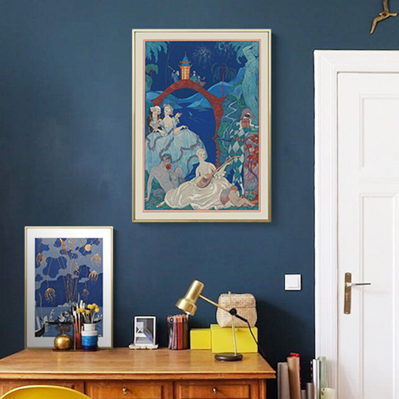 Vivolux | Asiatische Malerei Druck Pavilion Leinwand Kunst Pastell Familienzimmer Wanddekoration, Texturiert