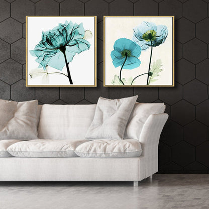 Vivolux | Pastellfarbige florale Designmalerei strukturiertes modernes Esszimmer Leinwand Wandkunst, Set von 2