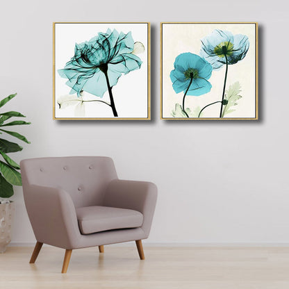 Vivolux | Pastellfarbige florale Designmalerei strukturiertes modernes Esszimmer Leinwand Wandkunst, Set von 2
