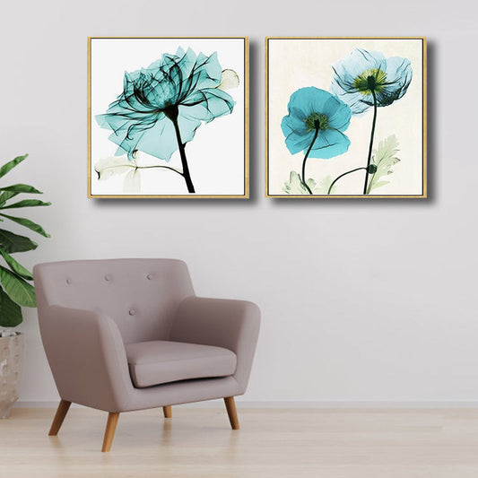Vivolux | Pastellfarbige florale Designmalerei strukturiertes modernes Esszimmer Leinwand Wandkunst, Set von 2