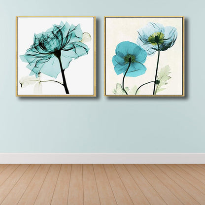 Vivolux | Pastellfarbige florale Designmalerei strukturiertes modernes Esszimmer Leinwand Wandkunst, Set von 2