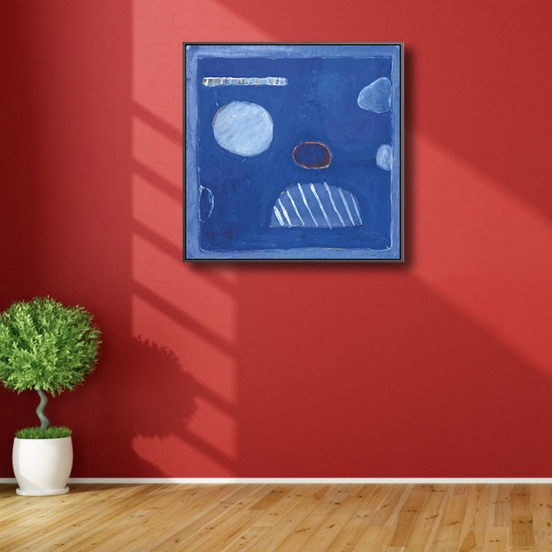 Vivolux | Blaue geometrische Leinwand Wandkunst abstrakte minimalistische strukturierte Wanddekoration für den Raum