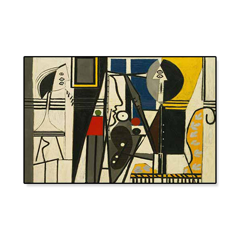 Vivolux | Kubismus Einzigartiges Muster Leinwanddruck Abstrakt Helle Farbe Jungen Schlafzimmer Wandkunst Dekor