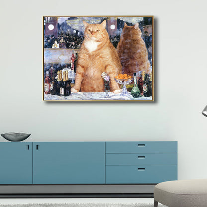 Vivolux | Illustration Dicke Katze Wandkunst Druck Sanfte Farbe Modernes Wanddekor für Esszimmer