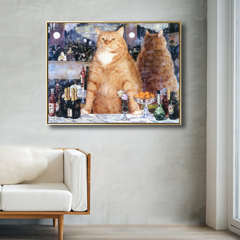 Vivolux | Illustration Dicke Katze Wandkunst Druck Sanfte Farbe Modernes Wanddekor für Esszimmer