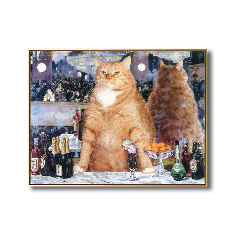 Vivolux | Illustration Dicke Katze Wandkunst Druck Sanfte Farbe Modernes Wanddekor für Esszimmer