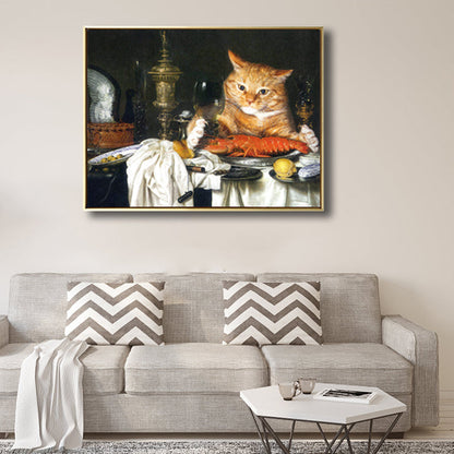 Vivolux | Illustration Dicke Katze Wandkunst Druck Sanfte Farbe Modernes Wanddekor für Esszimmer