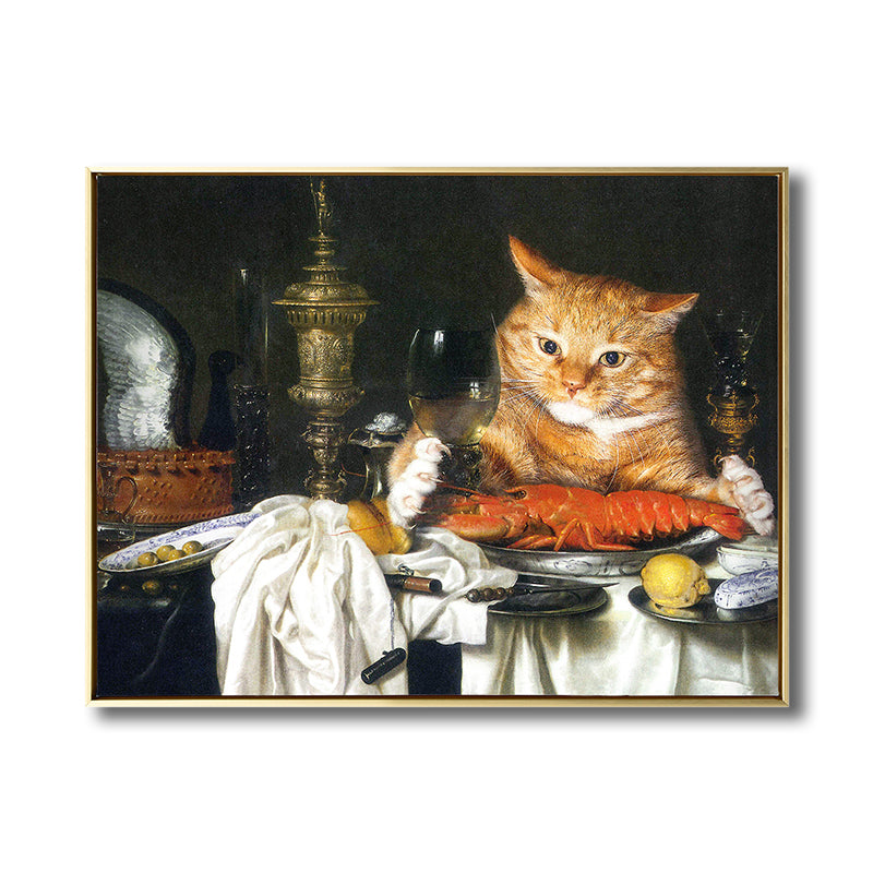 Vivolux | Illustration Dicke Katze Wandkunst Druck Sanfte Farbe Modernes Wanddekor für Esszimmer