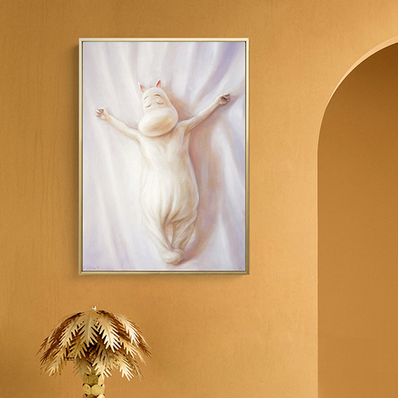 Vivolux | Cartoon Duck Wandkunst Dekor Leinwanddruck Strukturierte weiße Malerei für Kinderzimmer