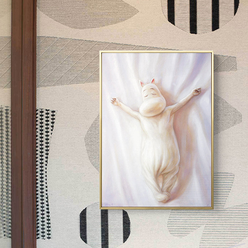 Vivolux | Cartoon Duck Wandkunst Dekor Leinwanddruck Strukturierte weiße Malerei für Kinderzimmer