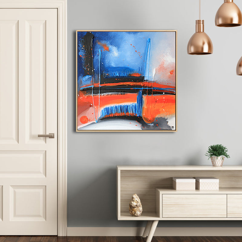 Vivolux | Dunkle Nacht See Szene Malerei Abstrakt Traditionelle Texturierte Leinwand Kunst für Zuhause