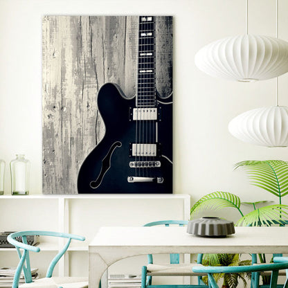 Vivolux | Foto Gitarren Leinwanddruck Modernistisch Nostalgisch Musikinstrument Wandkunst in Schwarz