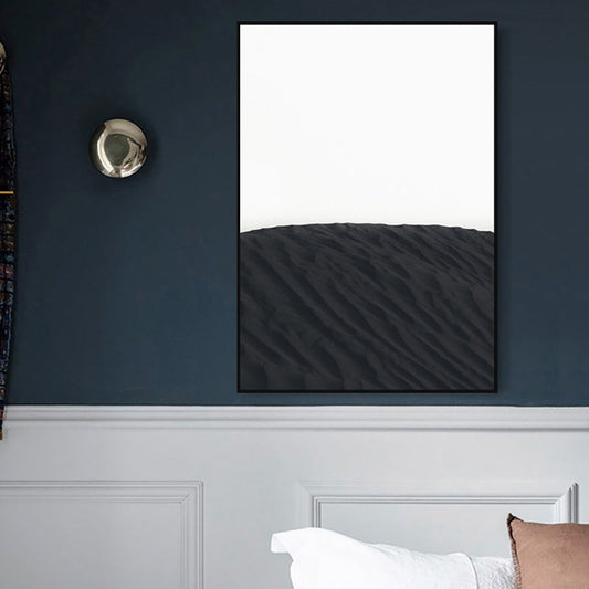 Vivolux | Skandinavische stilvolle Hügellandschaft Wandkunst Dekor Schwarzes Esszimmer Eingewickelte Leinwand