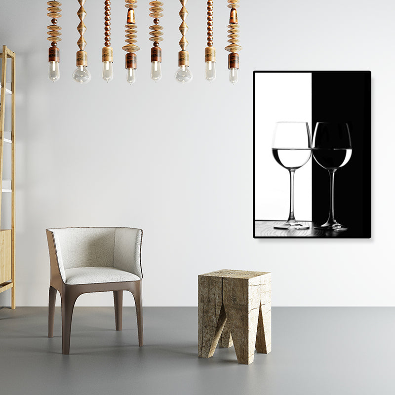 Vivolux | Weingläser Wandkunst Moderne Ästhetik Stillleben Leinwanddruck in dunkler Farbe für die Küche